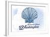 Bainbridge Island, Washington - Scallop Shell - Blue - Coastal Icon-Lantern Press-Framed Art Print