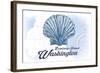 Bainbridge Island, Washington - Scallop Shell - Blue - Coastal Icon-Lantern Press-Framed Art Print