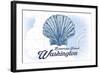 Bainbridge Island, Washington - Scallop Shell - Blue - Coastal Icon-Lantern Press-Framed Art Print