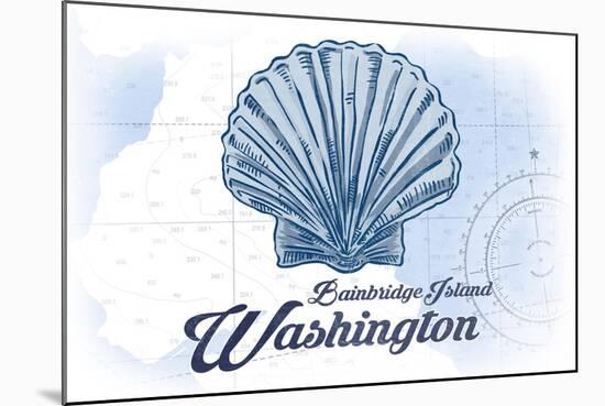 Bainbridge Island, Washington - Scallop Shell - Blue - Coastal Icon-Lantern Press-Mounted Art Print