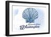 Bainbridge Island, Washington - Scallop Shell - Blue - Coastal Icon-Lantern Press-Framed Art Print