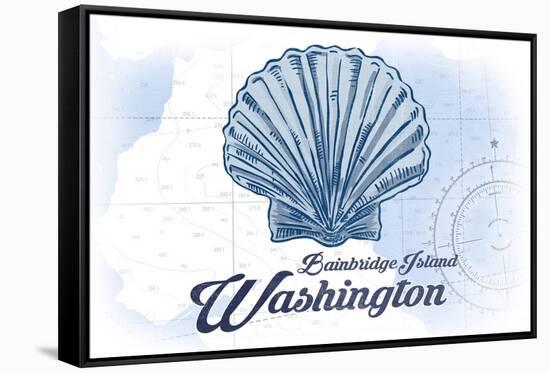 Bainbridge Island, Washington - Scallop Shell - Blue - Coastal Icon-Lantern Press-Framed Stretched Canvas