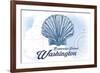 Bainbridge Island, Washington - Scallop Shell - Blue - Coastal Icon-Lantern Press-Framed Art Print