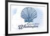 Bainbridge Island, Washington - Scallop Shell - Blue - Coastal Icon-Lantern Press-Framed Art Print