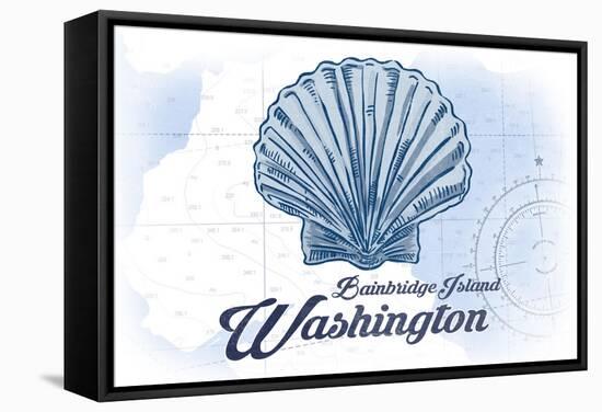 Bainbridge Island, Washington - Scallop Shell - Blue - Coastal Icon-Lantern Press-Framed Stretched Canvas