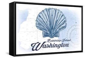 Bainbridge Island, Washington - Scallop Shell - Blue - Coastal Icon-Lantern Press-Framed Stretched Canvas