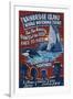 Bainbridge Island, Washington - Whale Watching-Lantern Press-Framed Art Print