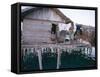 Bajau Family in Stilt House Over the Sea, with Fish Drying on Platform Outside, Sabah, Malaysia-Lousie Murray-Framed Stretched Canvas