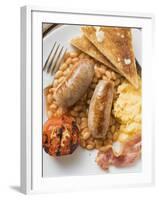 Baked Beans with Scrambled Egg, Sausages, Bacon, Tomato & Toast-null-Framed Photographic Print