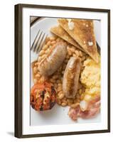 Baked Beans with Scrambled Egg, Sausages, Bacon, Tomato & Toast-null-Framed Photographic Print