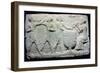 Baked clay plaque of two boxers fighting, while musicians play, from Larsa, Iraq, 2000BC-1750BC-Unknown-Framed Giclee Print