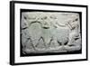 Baked clay plaque of two boxers fighting, while musicians play, from Larsa, Iraq, 2000BC-1750BC-Unknown-Framed Giclee Print