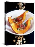 Baked Pumpkin Wedges with Peanut and Garlic Dressing-Jean Cazals-Stretched Canvas