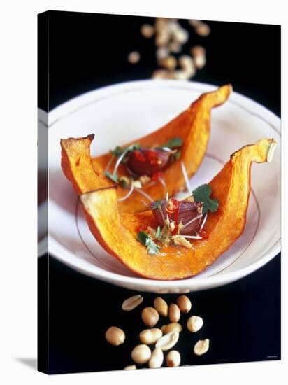 Baked Pumpkin Wedges with Peanut and Garlic Dressing-Jean Cazals-Stretched Canvas