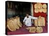 Baker Arranges Breads at His Shop in Kandahar Province, South of Kabul, Afghanistan-null-Stretched Canvas