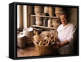 Baker with Selection of Bread, France-John Miller-Framed Stretched Canvas