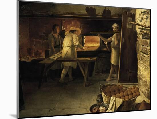 Bakers at Work, Painting by Anonymous, 18th Century-null-Mounted Giclee Print
