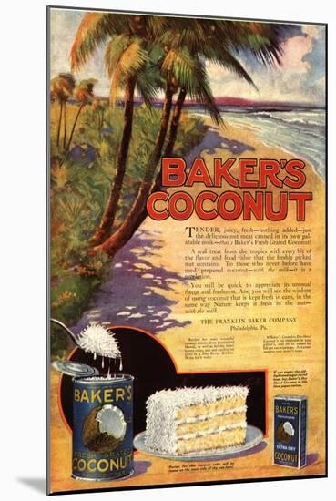 Bakers Coconuts Cakes Baking Cocoanuts, USA, 1910-null-Mounted Giclee Print