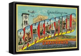 Bakersfield, California - Large Letter Scenes-Lantern Press-Framed Stretched Canvas