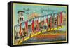 Bakersfield, California - Large Letter Scenes-Lantern Press-Framed Stretched Canvas