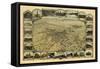 Bakersfield, California - Panoramic Map-Lantern Press-Framed Stretched Canvas