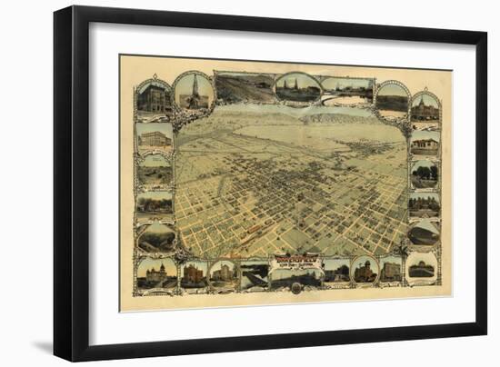 Bakersfield, California - Panoramic Map-Lantern Press-Framed Art Print