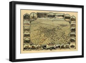 Bakersfield, California - Panoramic Map-Lantern Press-Framed Art Print