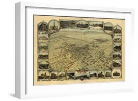 Bakersfield, California - Panoramic Map-Lantern Press-Framed Art Print
