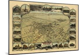 Bakersfield, California - Panoramic Map-Lantern Press-Mounted Art Print