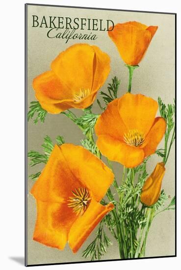 Bakersfield, California - State Flower - Poppy Flowers - Lantern Press Artwork-Lantern Press-Mounted Art Print