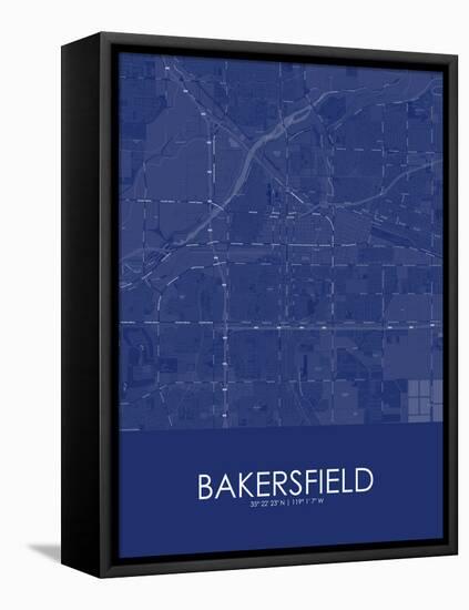 Bakersfield, United States of America Blue Map-null-Framed Stretched Canvas