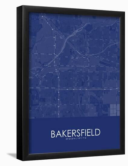 Bakersfield, United States of America Blue Map-null-Framed Poster
