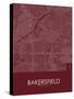 Bakersfield, United States of America Red Map-null-Stretched Canvas