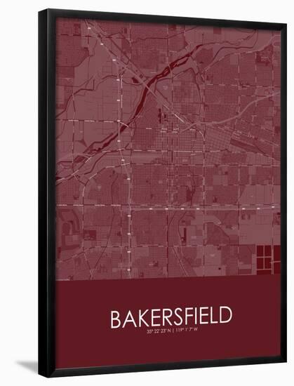 Bakersfield, United States of America Red Map-null-Framed Poster