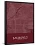 Bakersfield, United States of America Red Map-null-Framed Poster