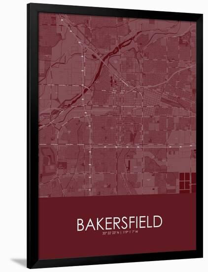 Bakersfield, United States of America Red Map-null-Framed Poster