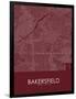 Bakersfield, United States of America Red Map-null-Framed Poster