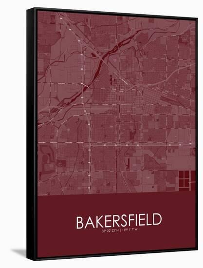 Bakersfield, United States of America Red Map-null-Framed Stretched Canvas