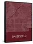 Bakersfield, United States of America Red Map-null-Framed Stretched Canvas
