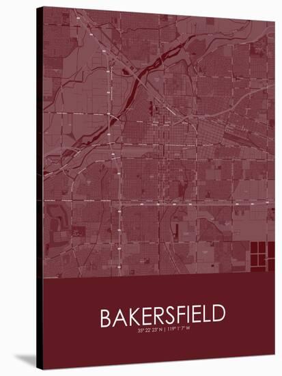 Bakersfield, United States of America Red Map-null-Stretched Canvas