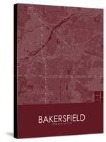 Bakersfield, United States of America Red Map-null-Stretched Canvas