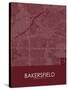 Bakersfield, United States of America Red Map-null-Stretched Canvas