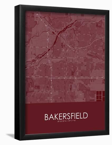 Bakersfield, United States of America Red Map-null-Framed Poster