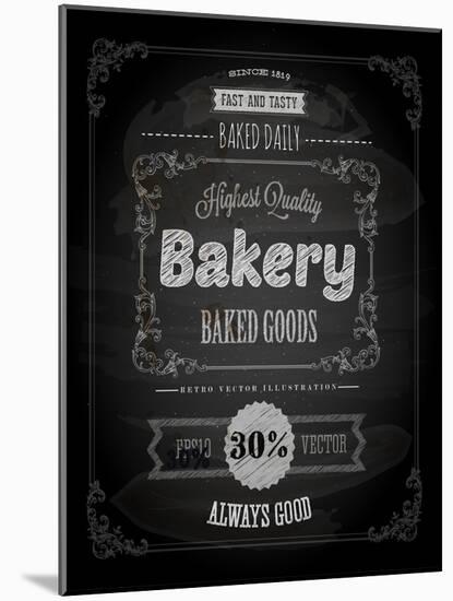 Bakery Label Poster, Chalk Typographic Design-Ozerina Anna-Mounted Art Print