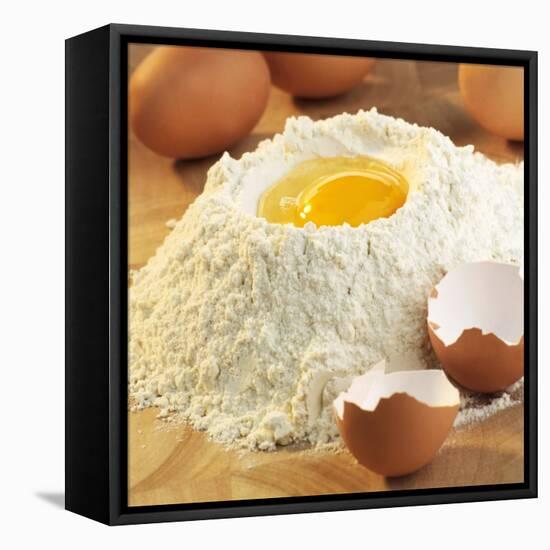 Baking Ingredients: Egg in Well in Mound of Flour-Alexander Feig-Framed Stretched Canvas