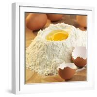 Baking Ingredients: Egg in Well in Mound of Flour-Alexander Feig-Framed Photographic Print