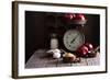 Baking Ingredients on Rustic Table Apples, Eggs and Sugar-Elena Veselova-Framed Photographic Print