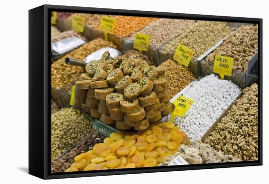 Baklava and Dried Fruit and Nuts for Sale, Spice Bazaar, Istanbul, Turkey, Western Asia-Martin Child-Framed Stretched Canvas