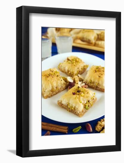 Baklava, Filo Pastry with Honey and Pistachios, Greece, Europe-Nico Tondini-Framed Photographic Print