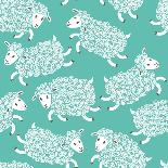 Seamless Pattern with Cute Sheep.-Baksiabat-Art Print